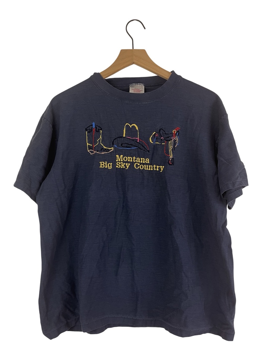 Montana Big Sky Country Embroidered Navy Short Sleeve Tee